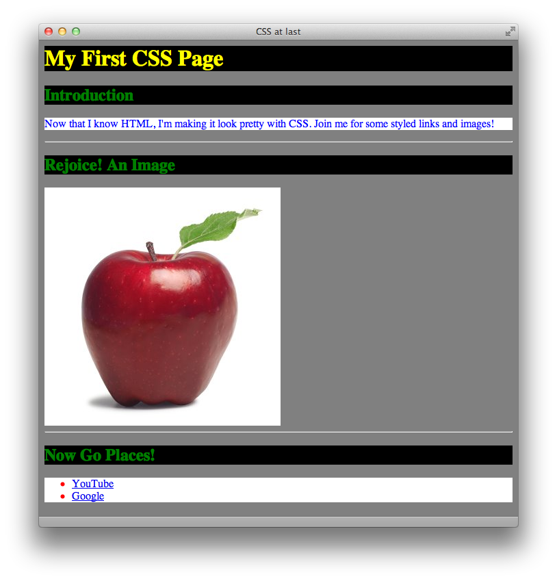 first page with CSS